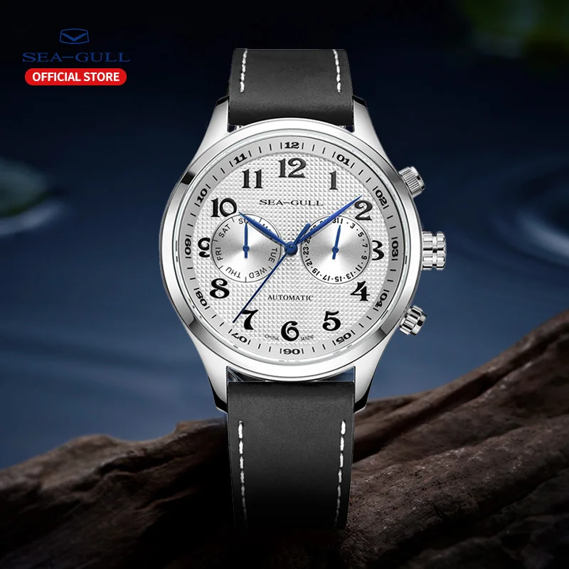 

Seagull Pilot Watch Men's Watch Business Casual Dual Calendar Dual Time Zone Multifunctional Automatic Mechanical Watch 6063