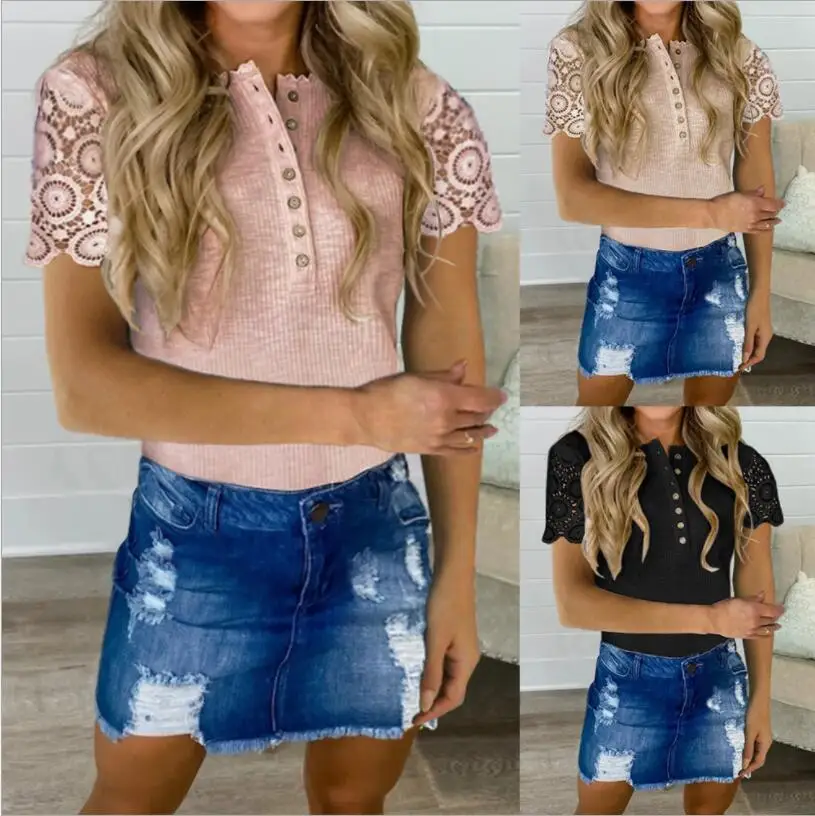 

Tops Lace Soft Female Shirt Summer women Sleeves Tops Sleeveless New Fashion Casual Hollow Out Women's Clothing