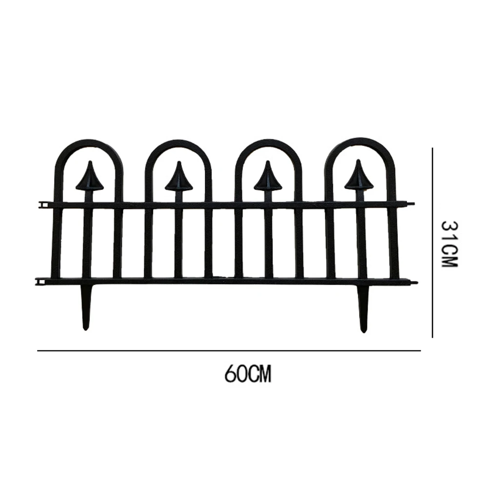 

5pcs Garden Fence Recycled PP Landscape Edging Flexible No-Dig Ornamental Wrought Iron Style Decorative Border QP2