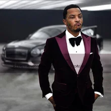 Men's Velvet 2-Piece Wedding Groom Tuxedo Business Men Slim Fit Jacket Blazer + Pants Party Dress костюм мужской (2)
