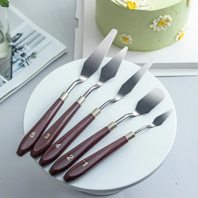 

5Pcs Stainless Steel Cream Spatula DIY Pastry Cutter Fondant Dough Spatula Cake Cutter Pastry Baking Tools Kitchen Accessories