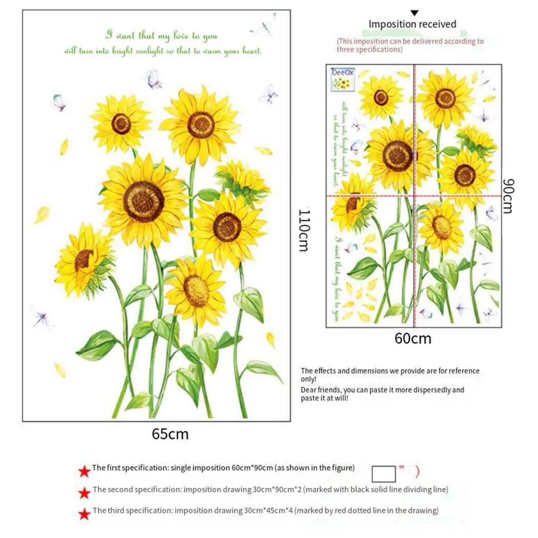 

Mural Wall Sticker Ornament PVC Removable Room Sunflower Wall Art Decal