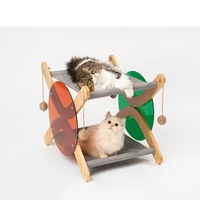 cat nest double layer pet bed solid wood cat hammock four seasons universal cat toy cat related products