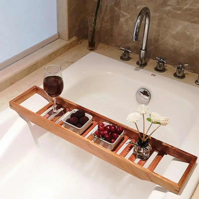 

New Bathroom Multifunctional Bathtub Shelf Bamboo Telescopic Non-slip Bathroom Spa Bath Shelf