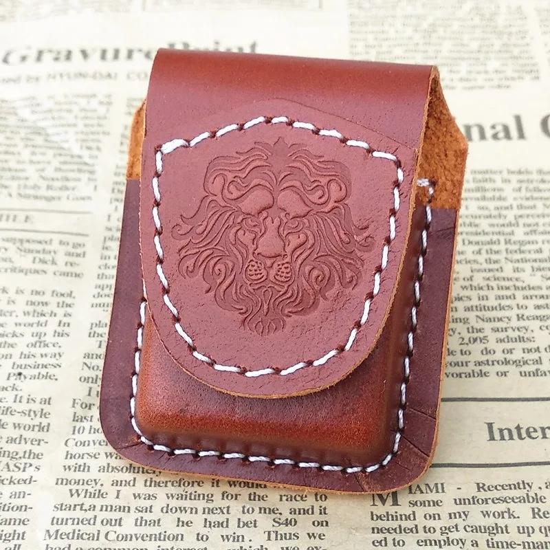 

Hand-stitched Durable Cowhide Leather Magnet Buckle Protective Sleeve Lighter Holster for Zippo lighter Cover