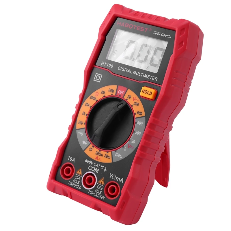 

Мультиметр HABOTEST HT108, цифровой, сопротивление напряжения, Ампера, 2000 отсчетов, 600 В переменного тока, постоянного тока, мультиметр