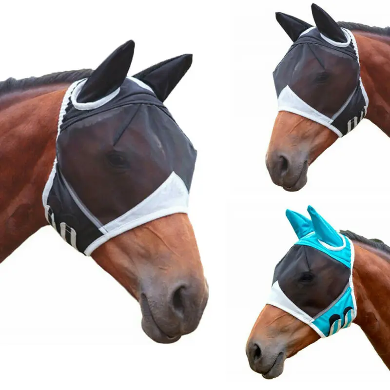 Horse Fly Hood Full Face Mesh Fleece Padded Anti-UV With Ears Breathable Anti-Moquito Protective Cover | Дом и сад