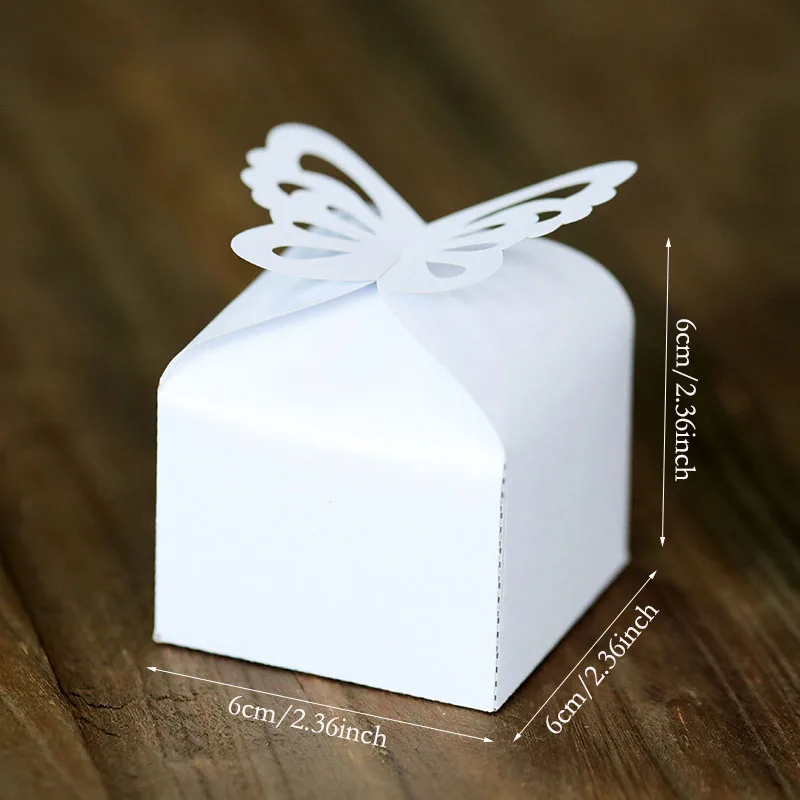 10 шт. коробка для конфет в форме бабочки лазерной резки бумажные подарочные
