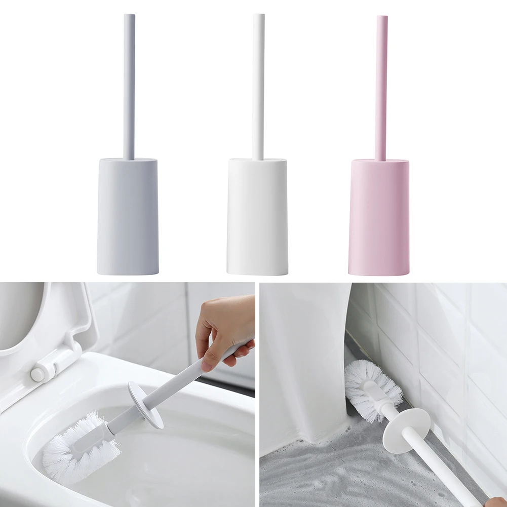 

Silicone Toilet Brush With Holder Set Plastic Toilet Bowl Brush Wall-mounted or Floor-Standing Bathroom Toilet Cleaning Brush