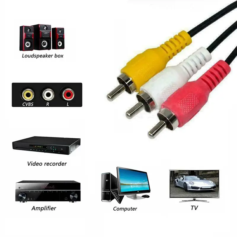 1 м 3RCA Мужской до 3 RCA Аудио Видео av-кабель 3X штекер | Электроника
