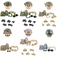 us airborne division helmet building blocks special forces figure camo vest backpack bricks military weapon accessories toy d323