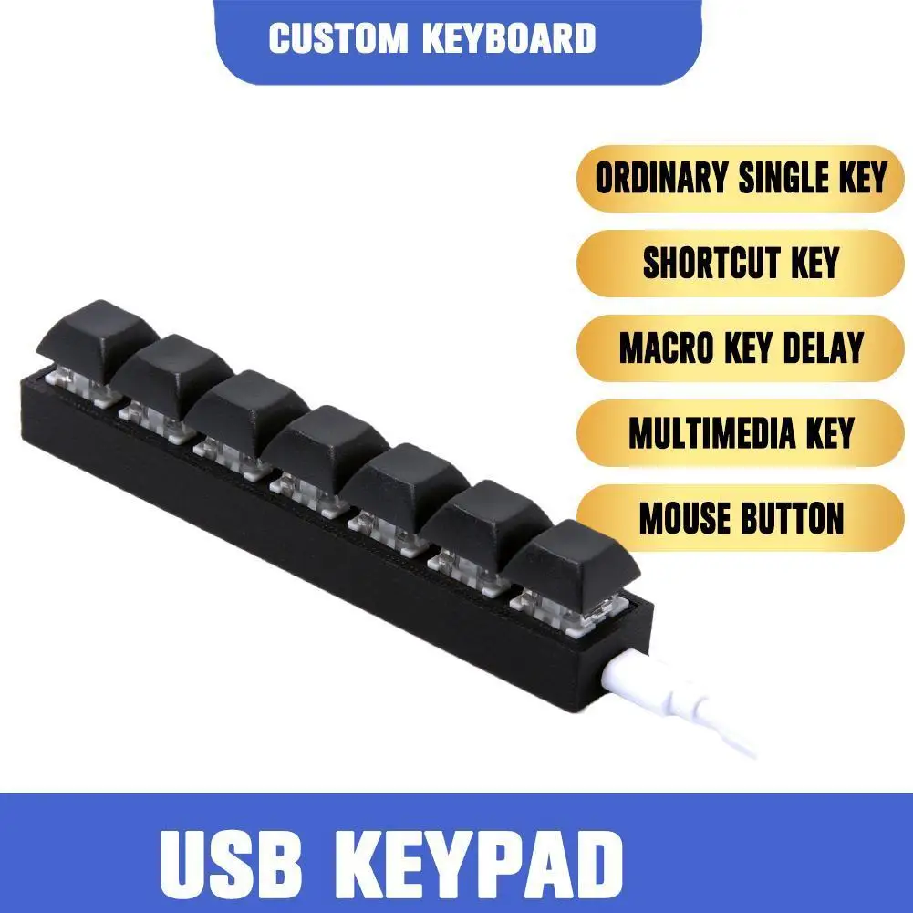 

Mechanical Keyboard RGB Backlight 7 Keys Self Setting Custom Keycap With Software Programing Keypad Axis Body Keyboard Games