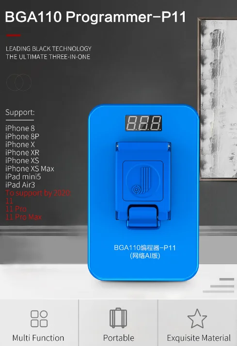 JC BGA110 programmer-P11 для lPhone 8/8 P/X/XR/XS/XSMAX NAND Flash Apple SYSCFG transformations and scribe repai | Мобильные