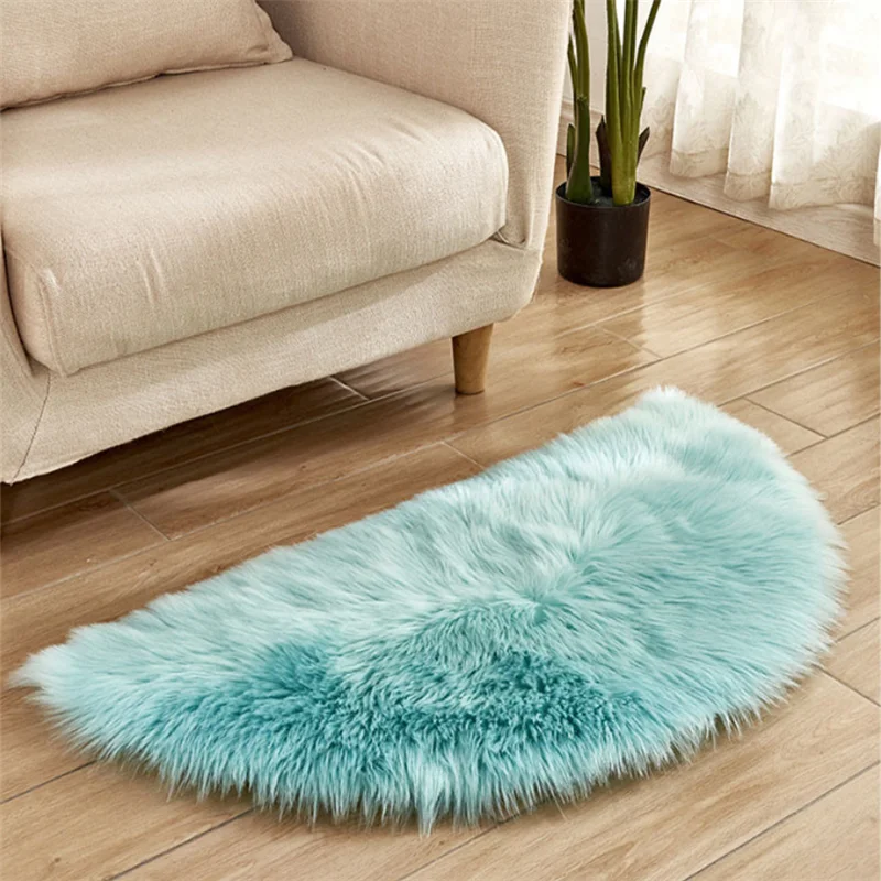 

Carpet living room carpet semi-circular bedroom carpet soft yoga warm pad luxury Color Ivory sheepskin carpet home