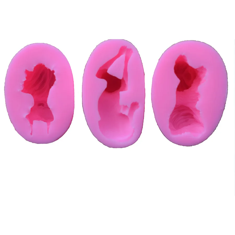 

3D stereo puppy mold Pomeranian Chihuahua Shih Tzu Fondant Silicone Mold DIY chocolate cake Cake decorations