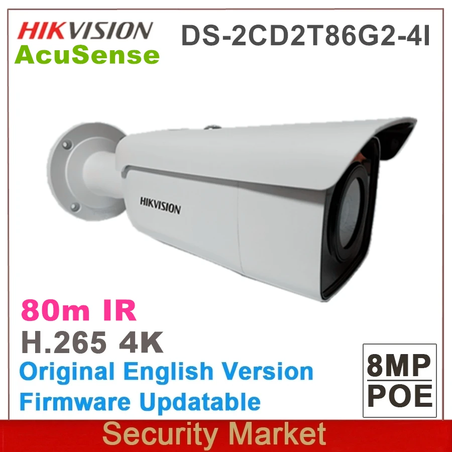 Оригинальный Hikvision DS 2CD2T86G2 4I 8Mp ИК POE 4K AcuSense фиксированный IP67 круглые инфракрасные