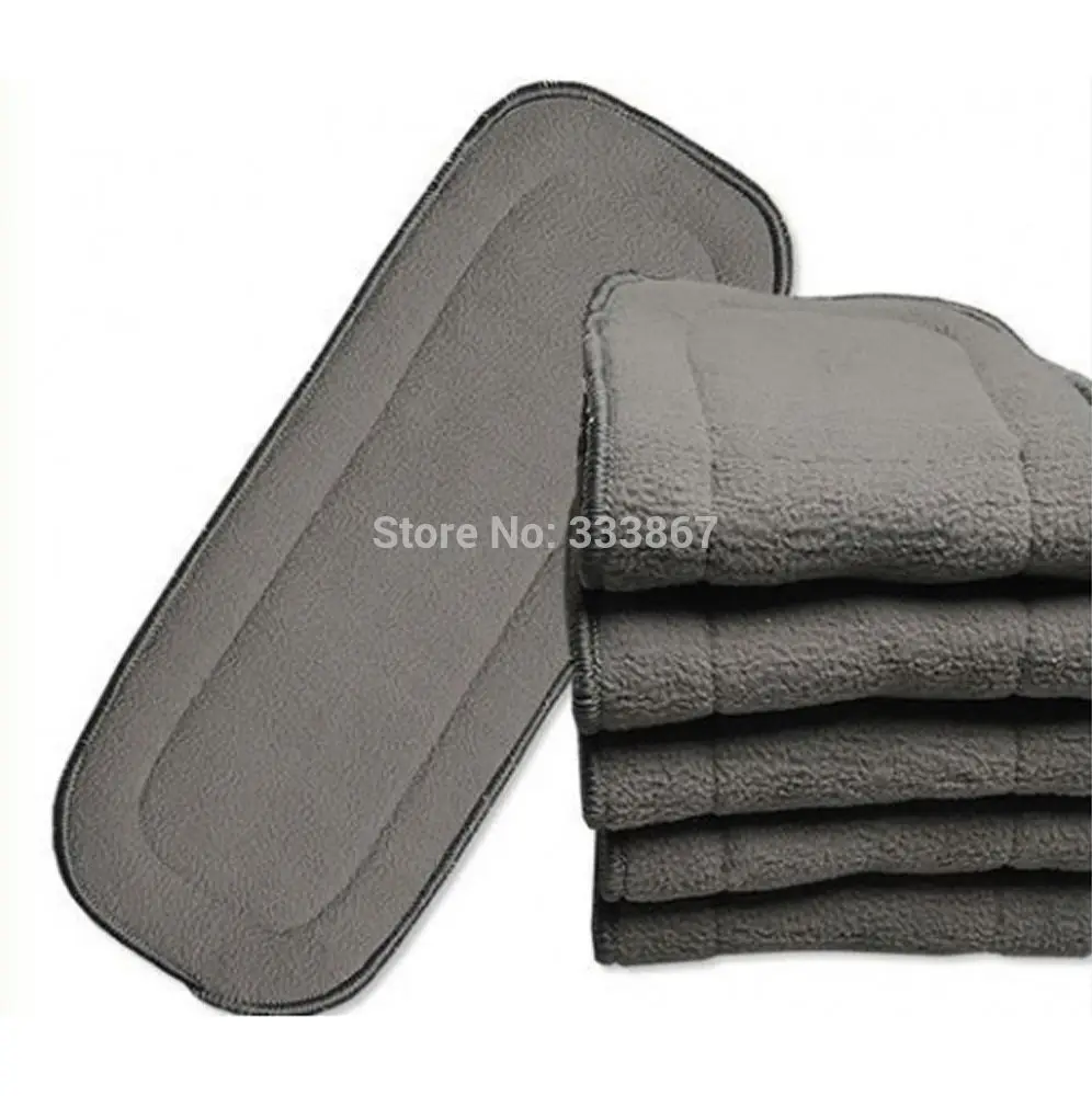 [Sigzagor]10 Charcoal Bamboo Inserts Microfiber Blended High Quality Washable Reusable For Baby Cloth Diapers Nappies 5 Layers |