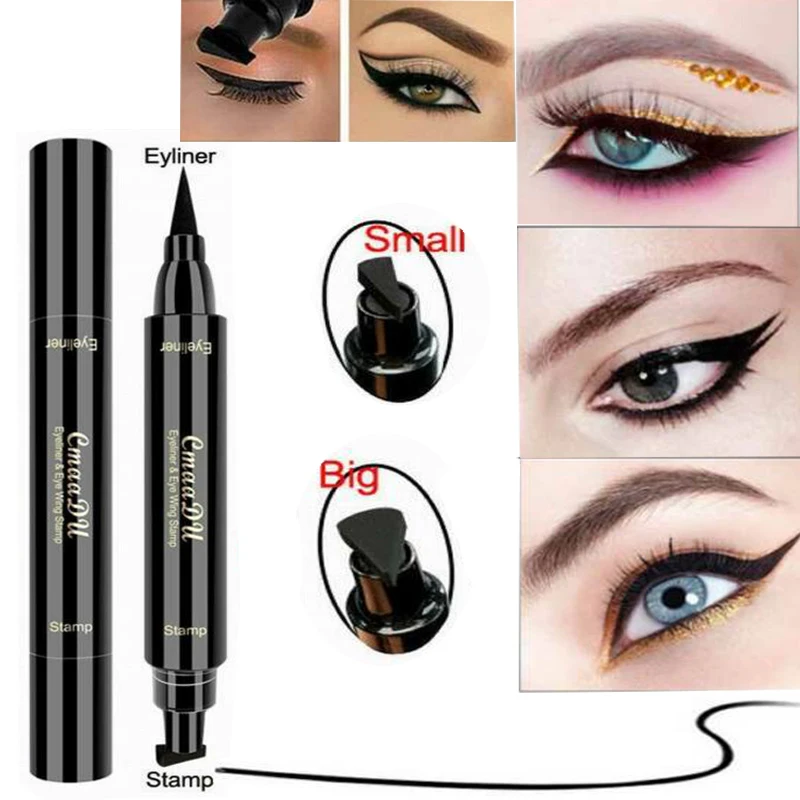 Подводка для глаз трендовая с крылышками водонепроницаемая фотокарандаш черный