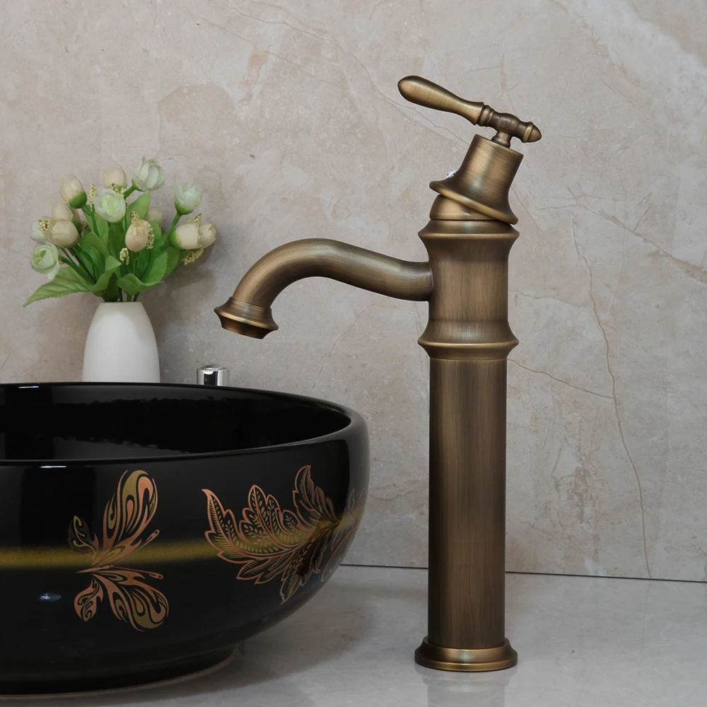 KEMAIDI ванная комната античная латунь краны поворотный носик на бортике с Одной