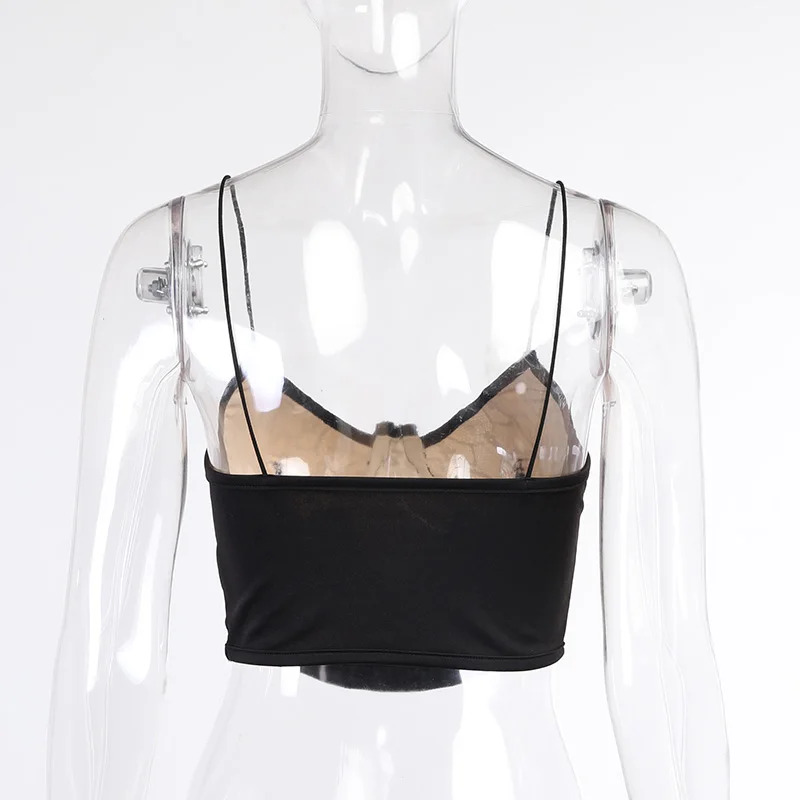 

Women Spaghetti Straps Camis Sexy Casual Slim Sling Vest Lace Suspenders Deep V Neck Floral Crop Tops Club Skinny Clubwear