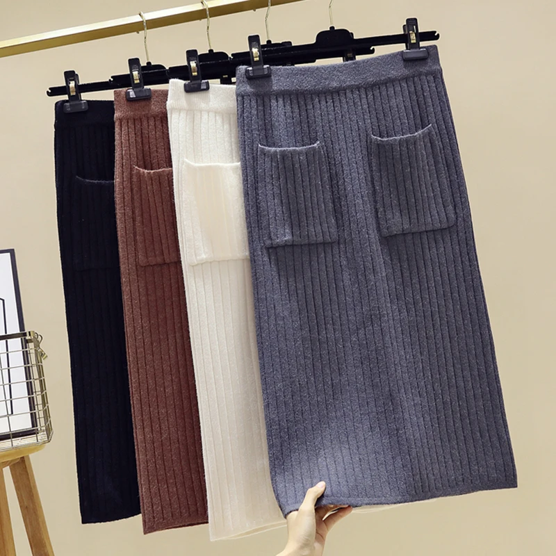 

Юбка женская трикотажная прямая эластичная средней длины, 60-80 см