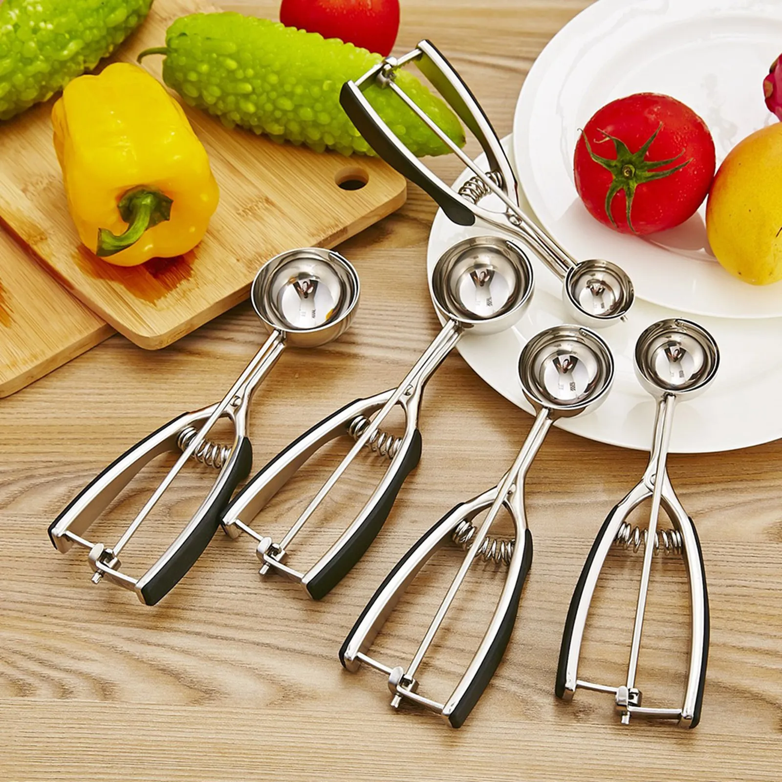 

Ice Cream Scoop with Trigger Stainless Steel Dough Baking Sorbet DIY Maker