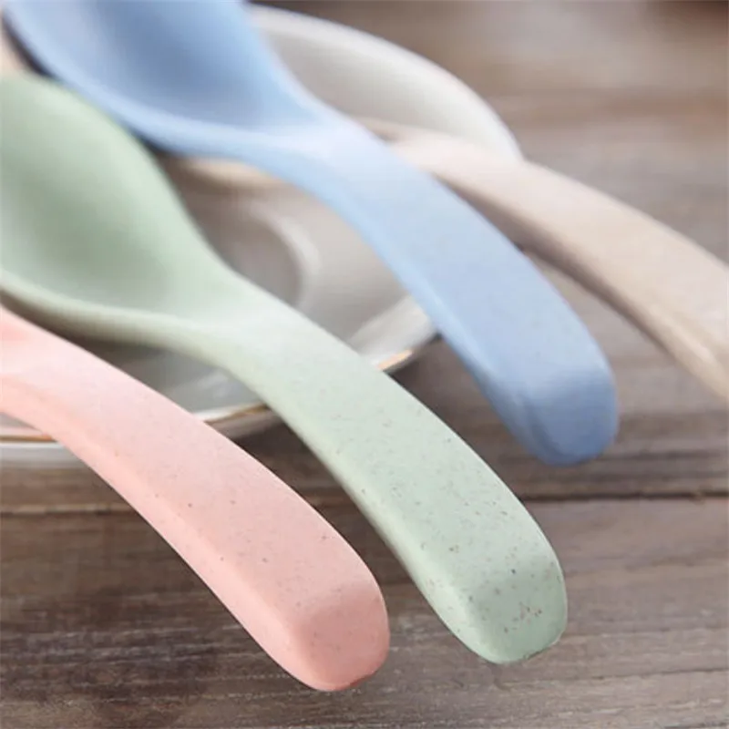 4pcs/set Korean Style Wheat Straw Spoon Kitchen Cooking Utensil Tools Soup Spoon Eco friendly Tableware Kitchen Accessories