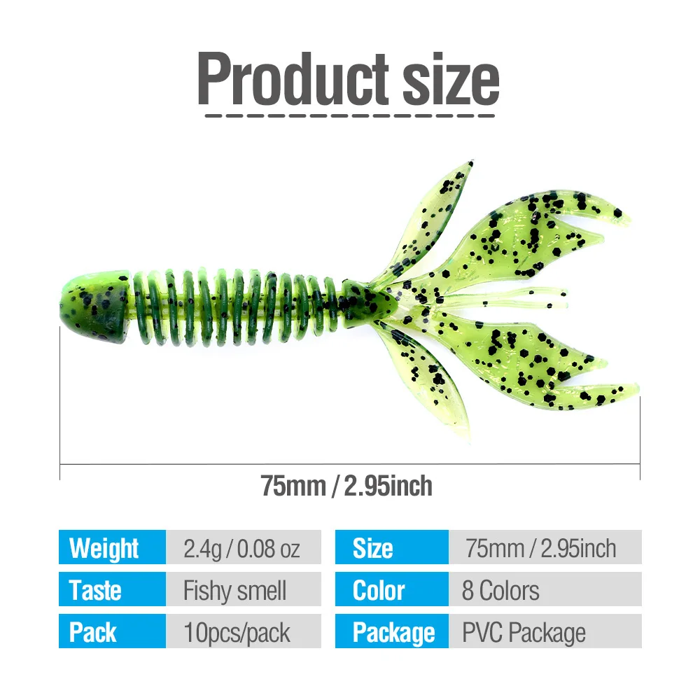 DONQL 10Pcs Worm Soft Fishing Lure Artificial Silicone Rubber Swimbait Lifelike Fishy Smell Lures With 5Pcs Crank Fishhook | Спорт и