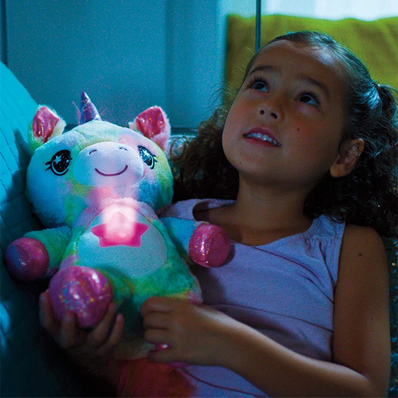 

Star Belly Bear Plush Toys Animal Shimmering Projection Night Light Rainbow Unicorn Cuddly Puppy Dolls Night Lamp For Kids Gifts