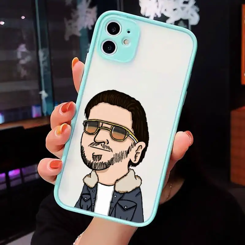 

PNL QLF Phone Case For iPhone 12 11 Mini Pro XR XS Max 7 8 Plus X Matte transparent blue Cover