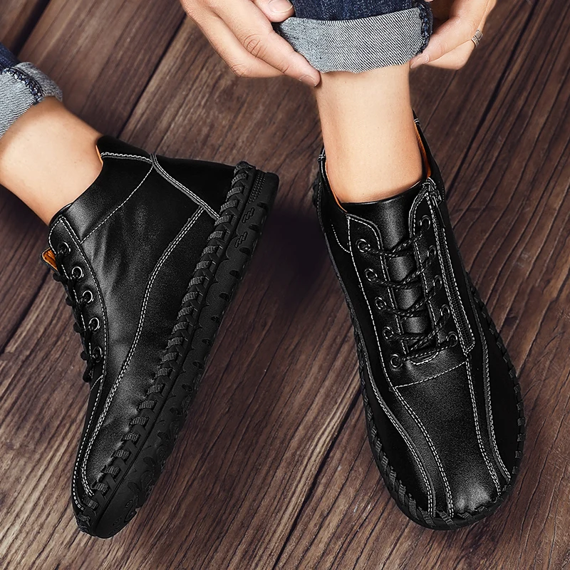 Ботильоны мужские из натуральной кожи роскошные удобные уличные ботинки на