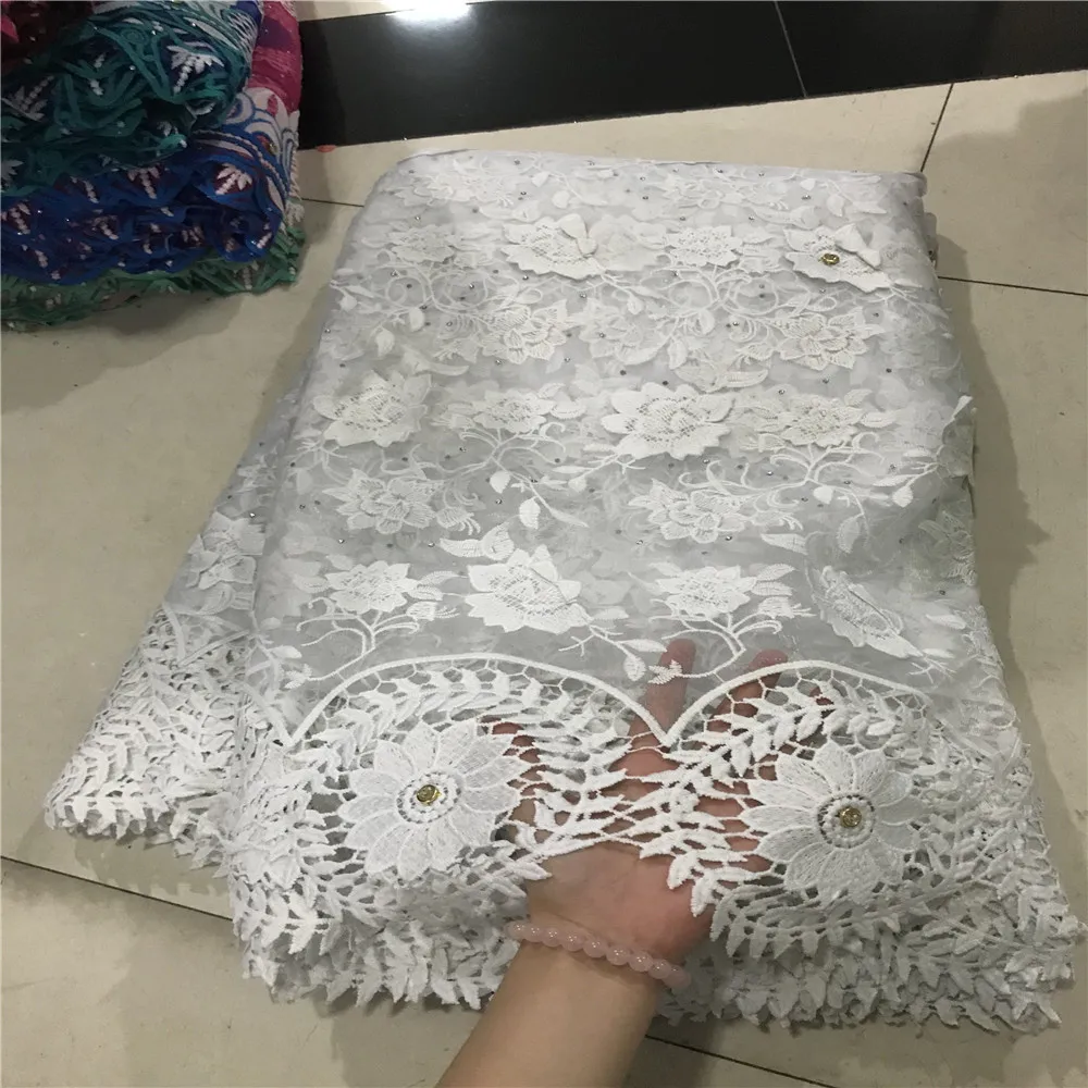 Good quality big pary polyester tulle net flower lace embroidered fabric lilac color