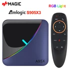 ТВ - приставка A95X F3 Android 9,0 RGB светильник ТВ- приставка 4 Гб 64 ГБ 32 ГБ Amlogic S905X3 приставка 2,45G wifi 8K Netflix Plex медиасервер smart Box