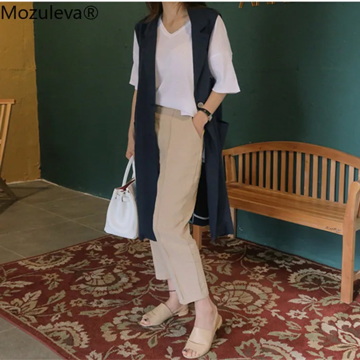 

Single-breasted Loosely Contracted Autumn New Sleeveless Vest Vest Coat White Linen Suit Vest In The Eldest Daughter