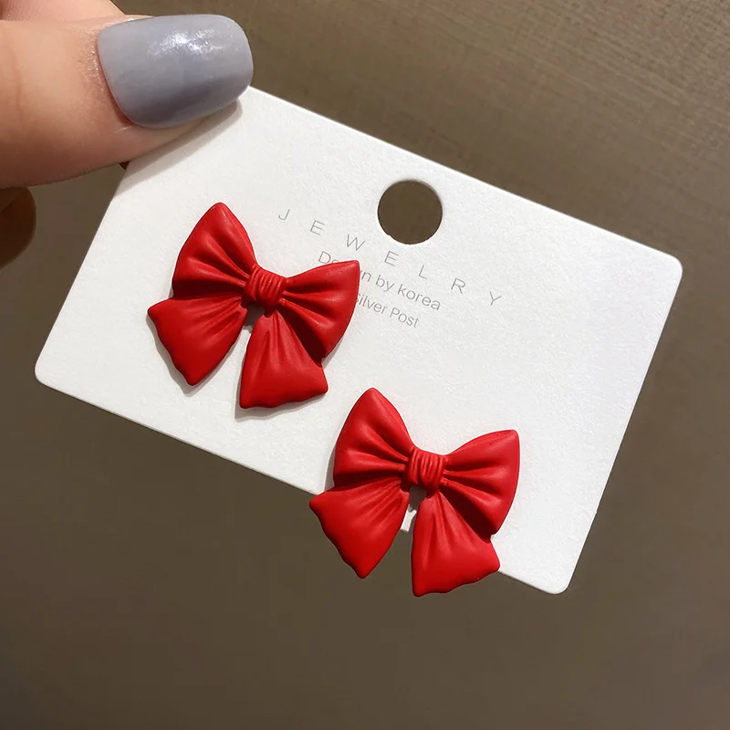 

New Silver Needle Simple Bow Small 2021 Punk Limited Earring for Girls Luxurious Party