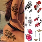 Водостойкая Временная тату-наклейка, цветок, пион, розы, эскизы, флэш-татуировки, черная хна для Боди Арта, рука, искусственное тату для женщин и мужчин