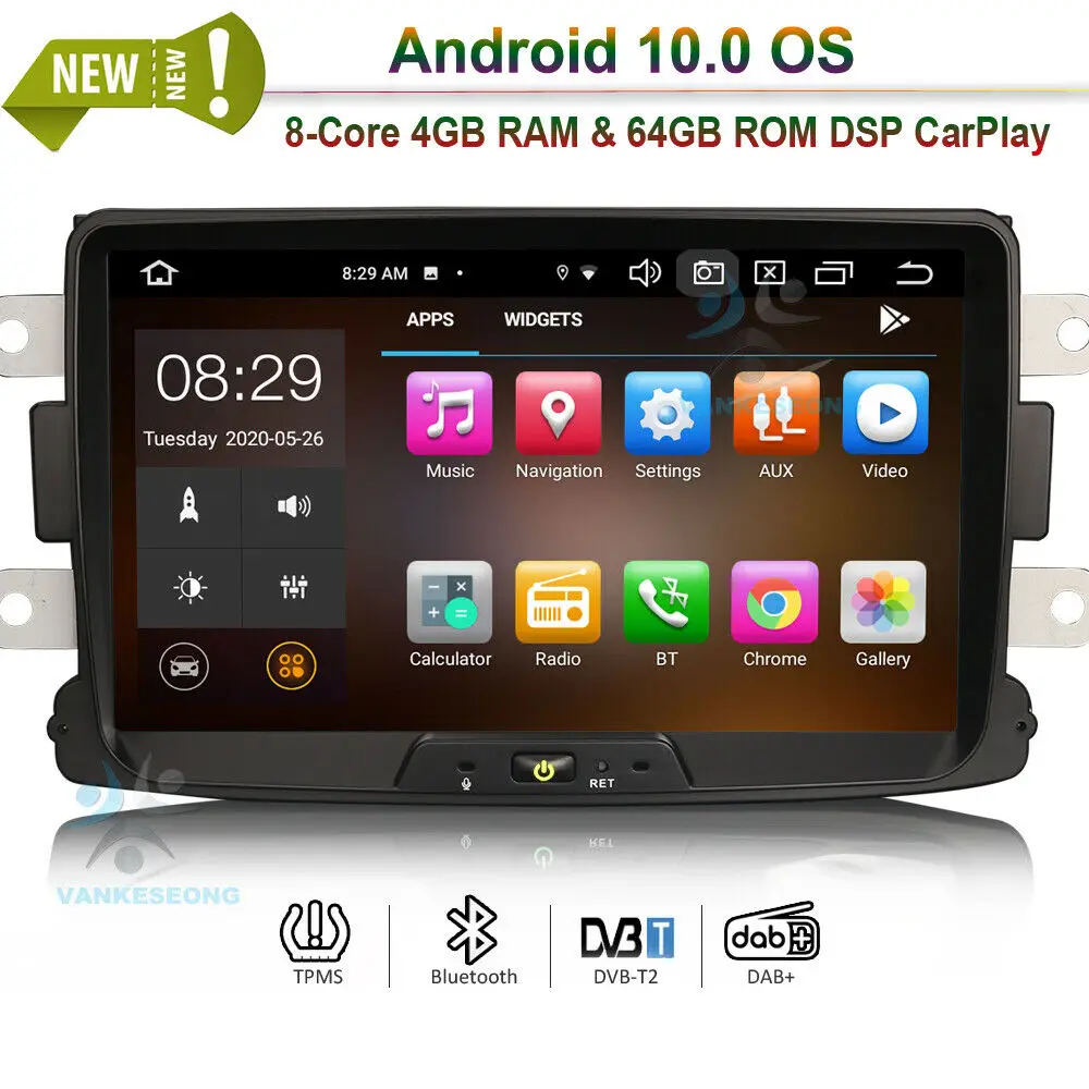 8 &quotAndroid 10 0 Автомобильный мультимедийный Радио стерео плеер DAB + WIFI Bluetooth GPS