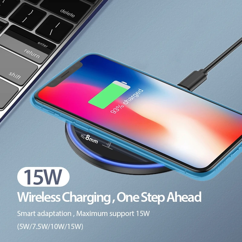 Беспроводное зарядное устройство DCAE Быстрая Зарядка Qi USB Type C 15 Вт для Samsung S10 S9 Note 10