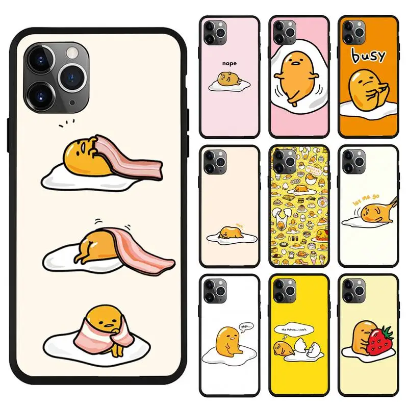

Cartoon Gudetamas Lazy Egg Phone Case For iphone 13 11 12 Pro Max 8 7 6 5 s XR PLUS X XS Mini Black Shell Cover Fundas