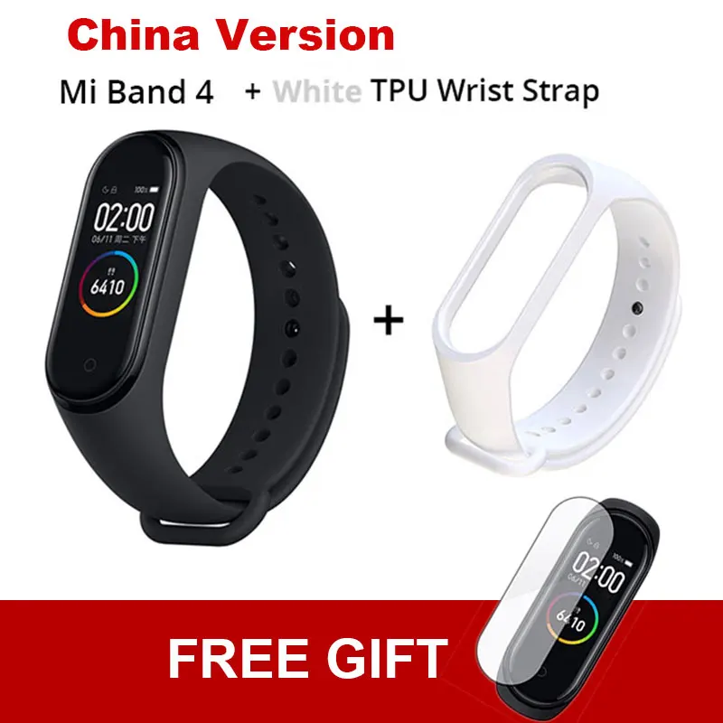 CN Add White TPU Xiaomi mi Band 4 новейший mi band 4 Mp3 музыкальный цветной экран фитнес частота сердечных сокращений Bluetooth 5,0 умные часы - Цвет: CN Add White TPU