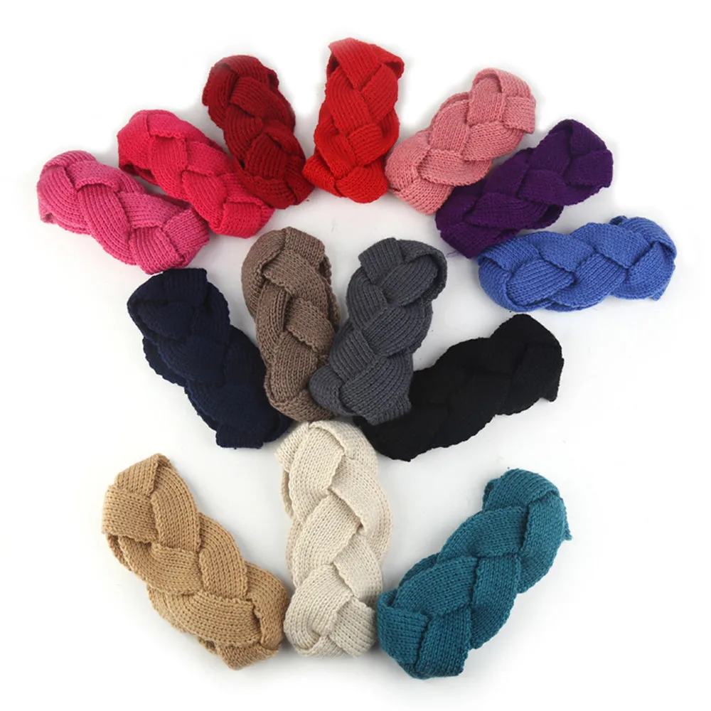 

SKMY Hair Accessories Headbands For Women Solid Color Knitted Hairband Twisted Knotted Headwrap Fashion Winter Warm Hair Ties