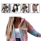 Кардиган женский, с отложным воротником, на пуговицах, с ярким принтом