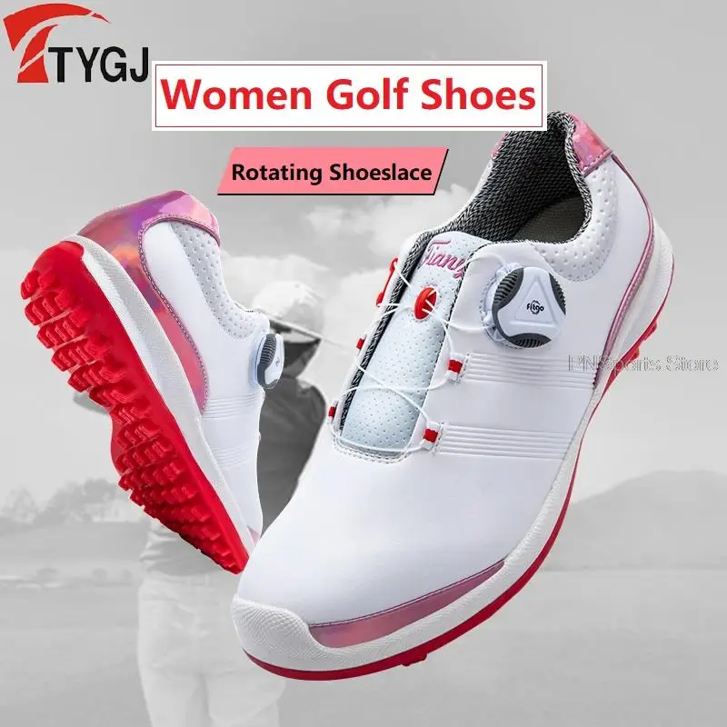 2021 Woman Waterproof Golf Shoes Non-Slip Wear-Resistant Golf Sneakers Female Breathable Soft Golf Shoes Rotating Shoeslace