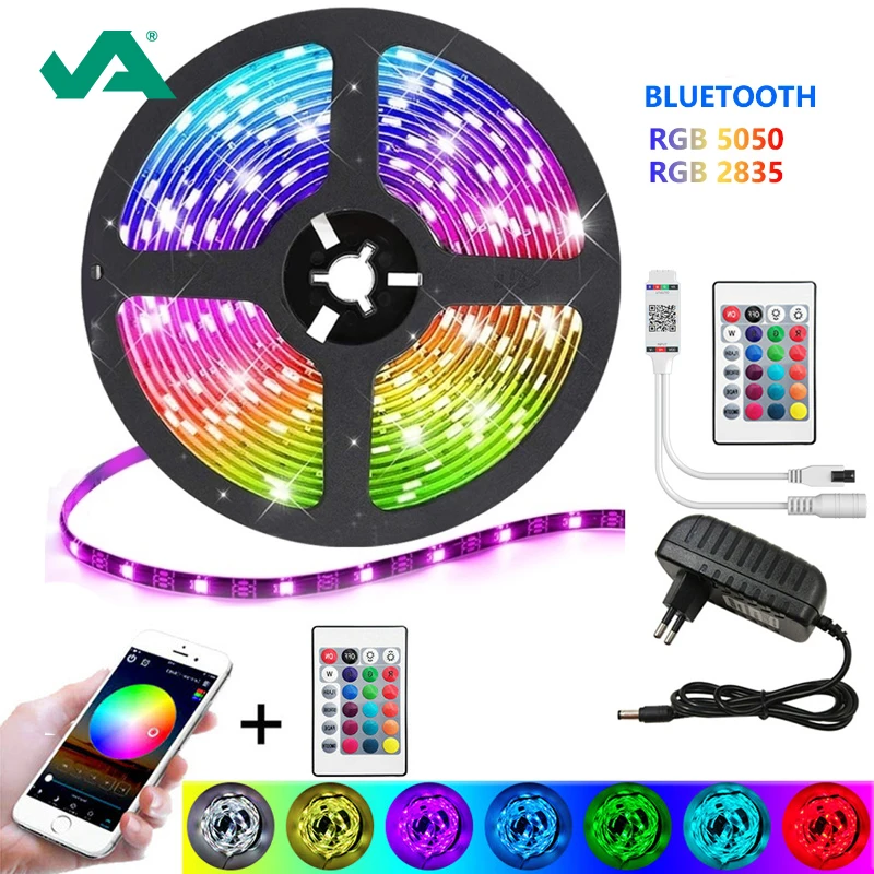 

Led Strip Light SMD RGB 5050 2835 Luces Strips IR Bluetooth WIFI Control DC12V Power Flexible Diode Ribbon Home Decoration 15m