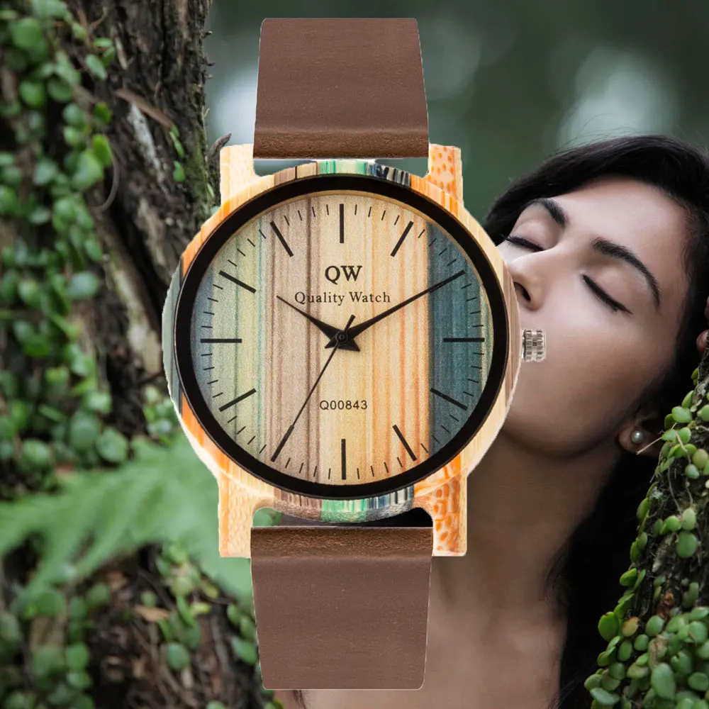 QW спортивные деревянные бамбуковые женские кожаные цветные модные популярные