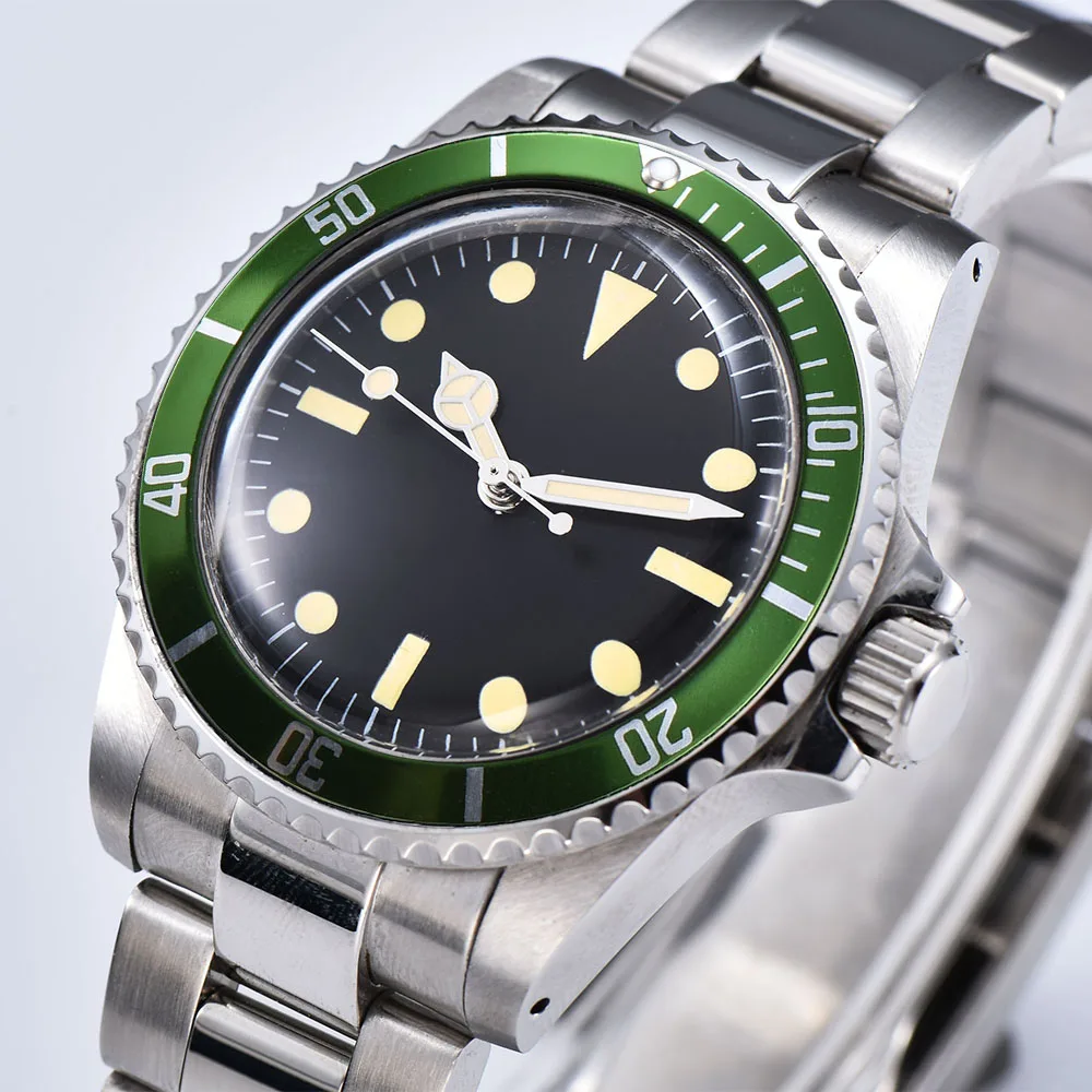 Часы с автоматическим механизмом 40 мм браслет из нержавеющей стали зеленая