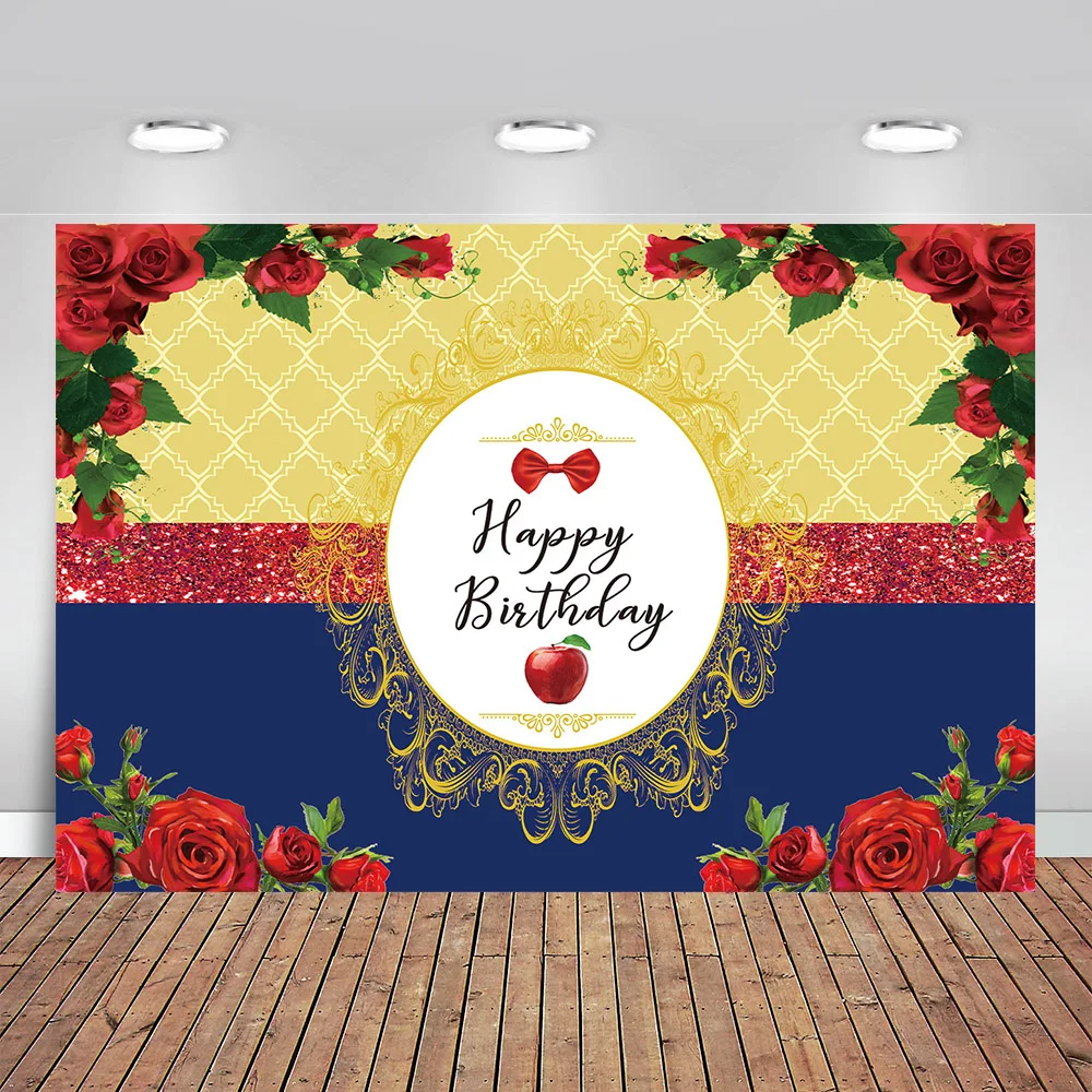 

Красная роза на день рождения фотобумажный фон Винтаж фон для фотографии счастливого День рождения украшение стола для торта баннер
