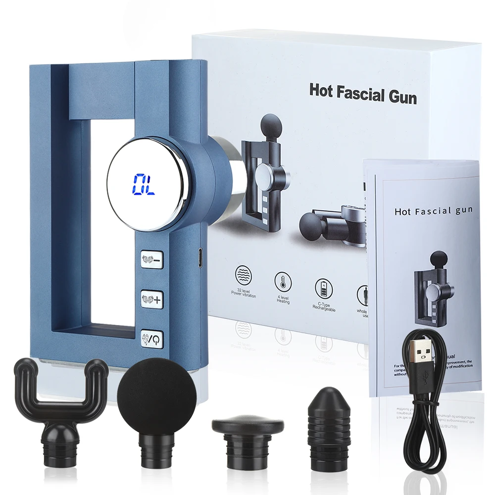 

Портативный ЖК-дисплей Дисплей Электрический массажный пистолет глубокий ткань вибрации Отопление Массажер для Перезаряжаемые облегчени...