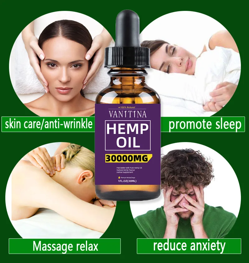

3PCS 30000mg hemp seed oil essential oil organic herbal drops body massage stress relief oil skin care helps sleep 30ml
