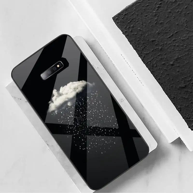 

Beautiful stars moon clouds simple art Phone Case Tempered glass For Samsung S6 S7 edge S8 S9 S10 e plus note8 9 10 pro